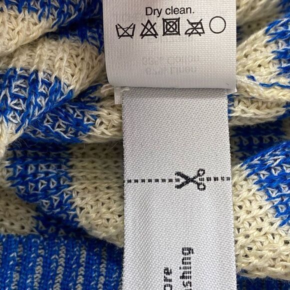 J.crew women’s heather stripe sweater blue off white linen blend new - Picture 5 of 11